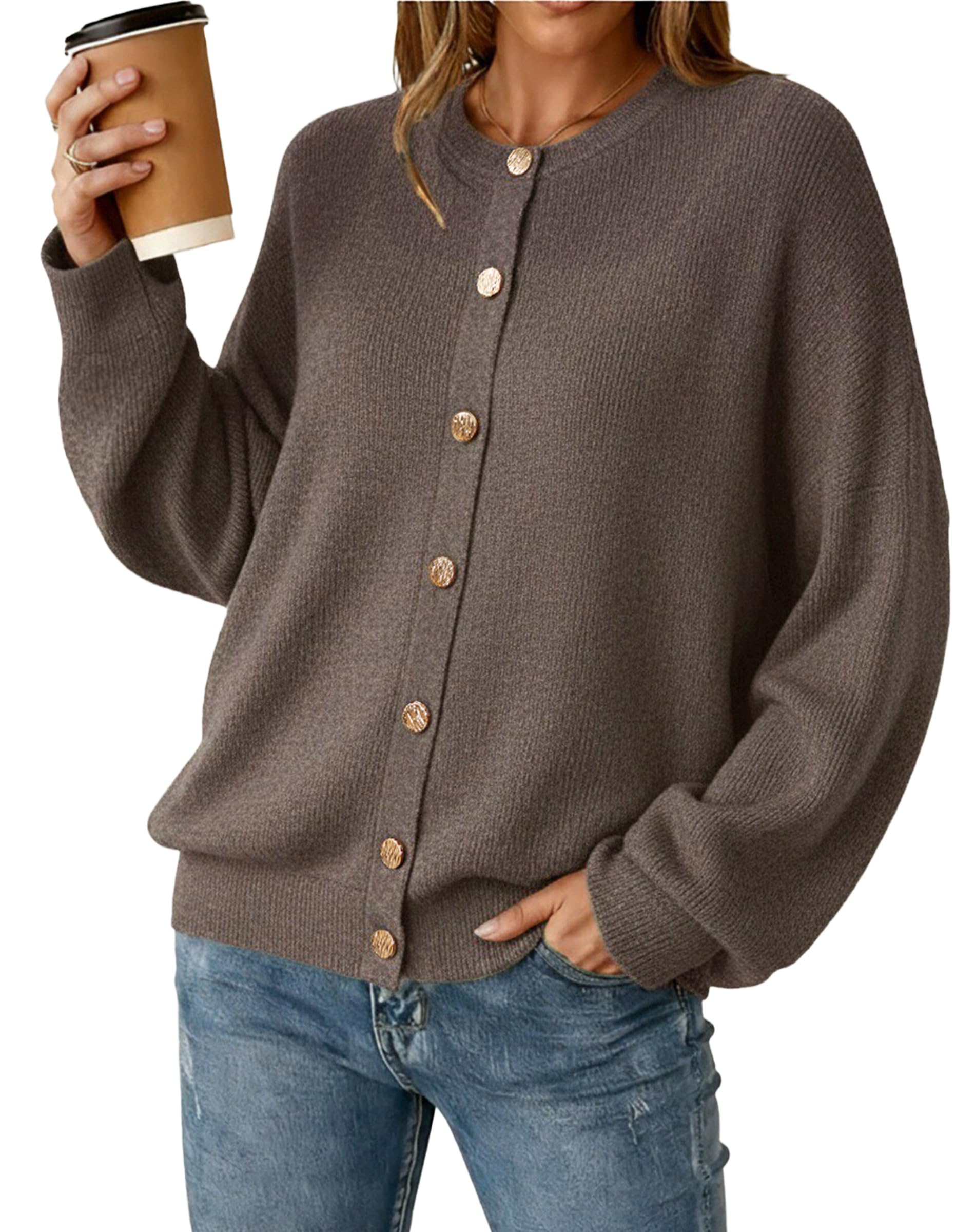 Arach Cloz Womens Wool Blend Oversized Cardigan Sweaters Button Down Casual Winter Clothing