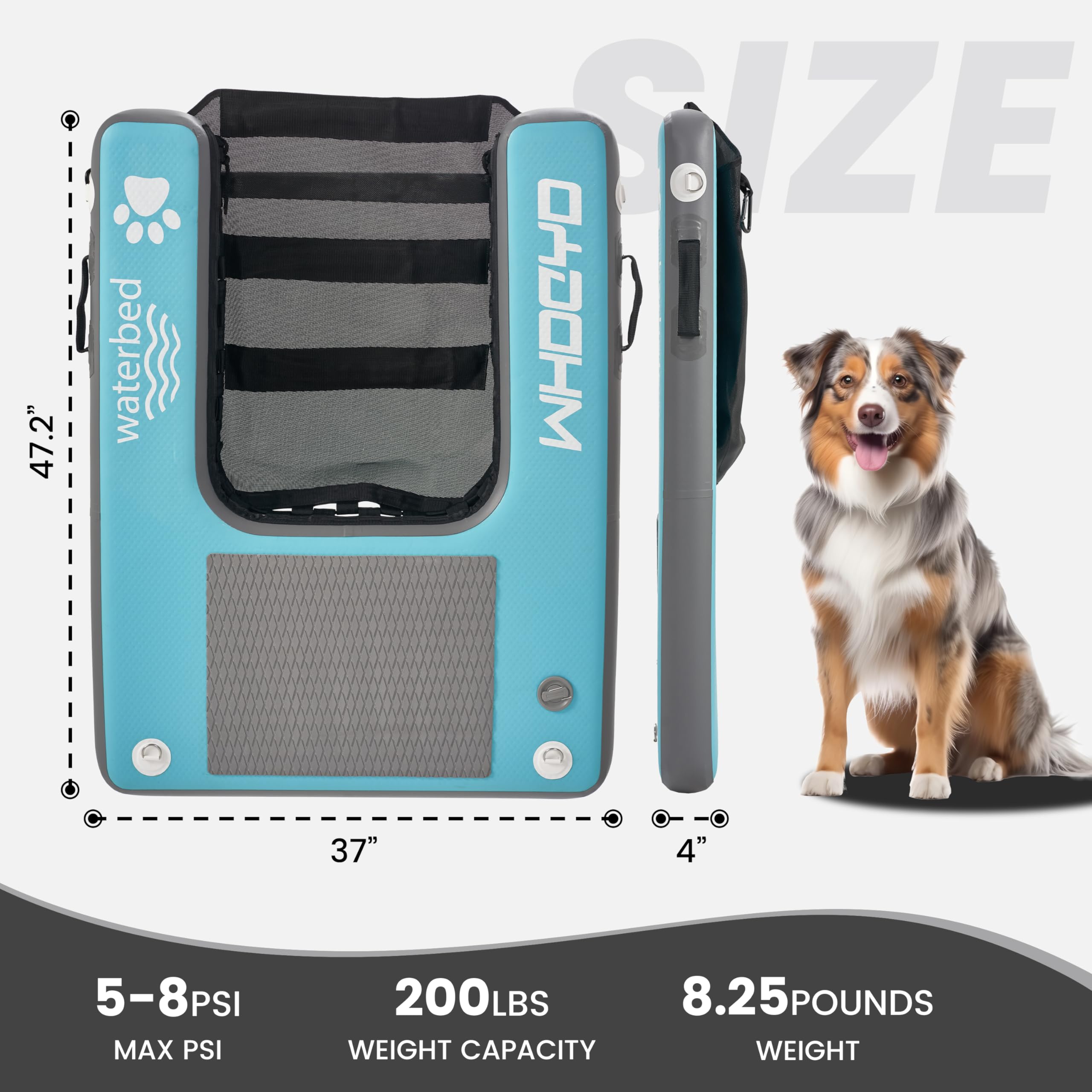 Scaletta gonfiabile per cani con rampa galleggiante per piscine, barche, banchine, cani, scaletta per animali domestici, fino a 90,7 kg, per uso umano, frisbee