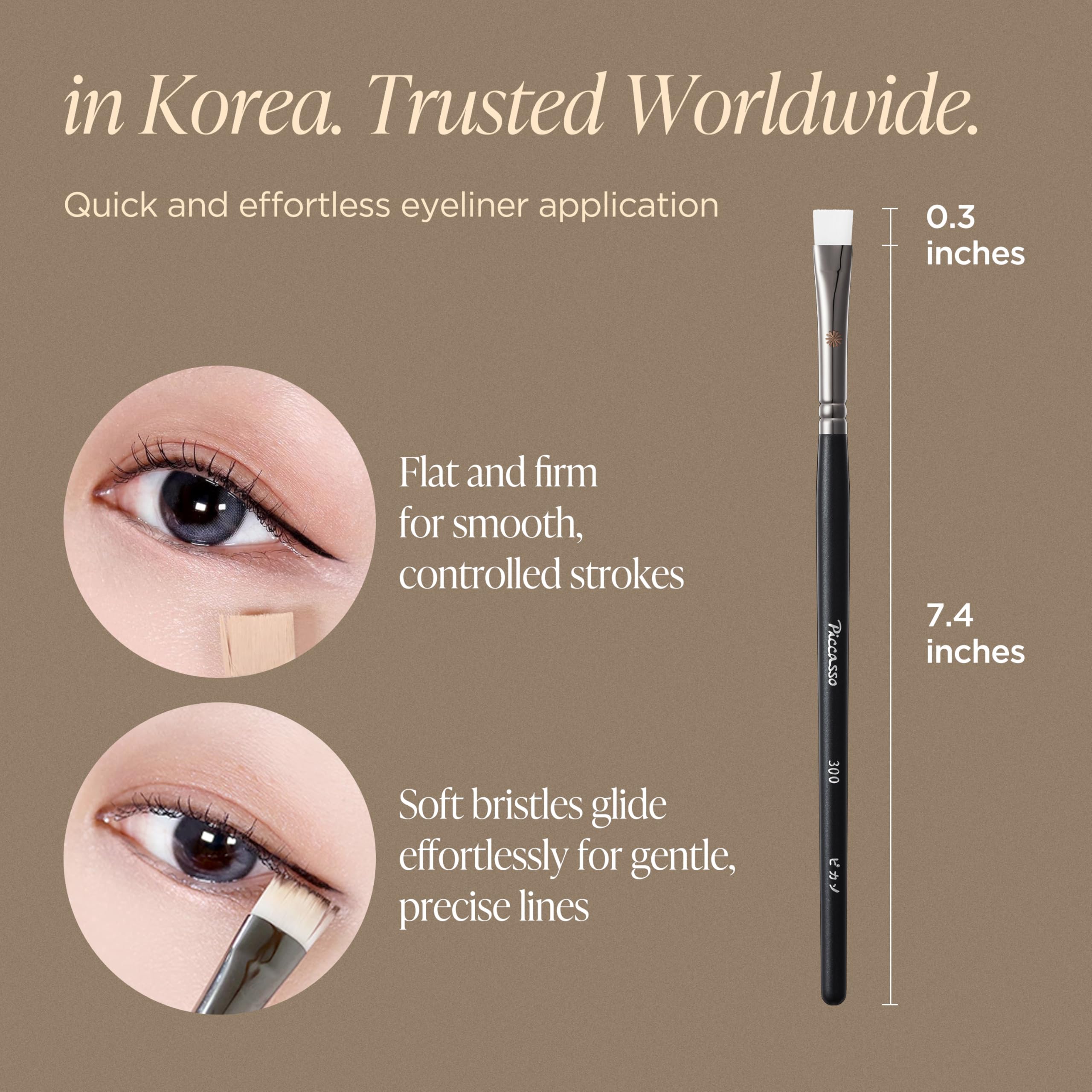 Piccasso 300 Eyeliner & Concealer Pinsel - Abgewinkelter Eyeliner-Pinsel für präzise Linien und Punktabdeckung, Dual-Use Augen-Make-up-Pinsel für Eyeliner und Concealer, perfekt für Augen Make-up