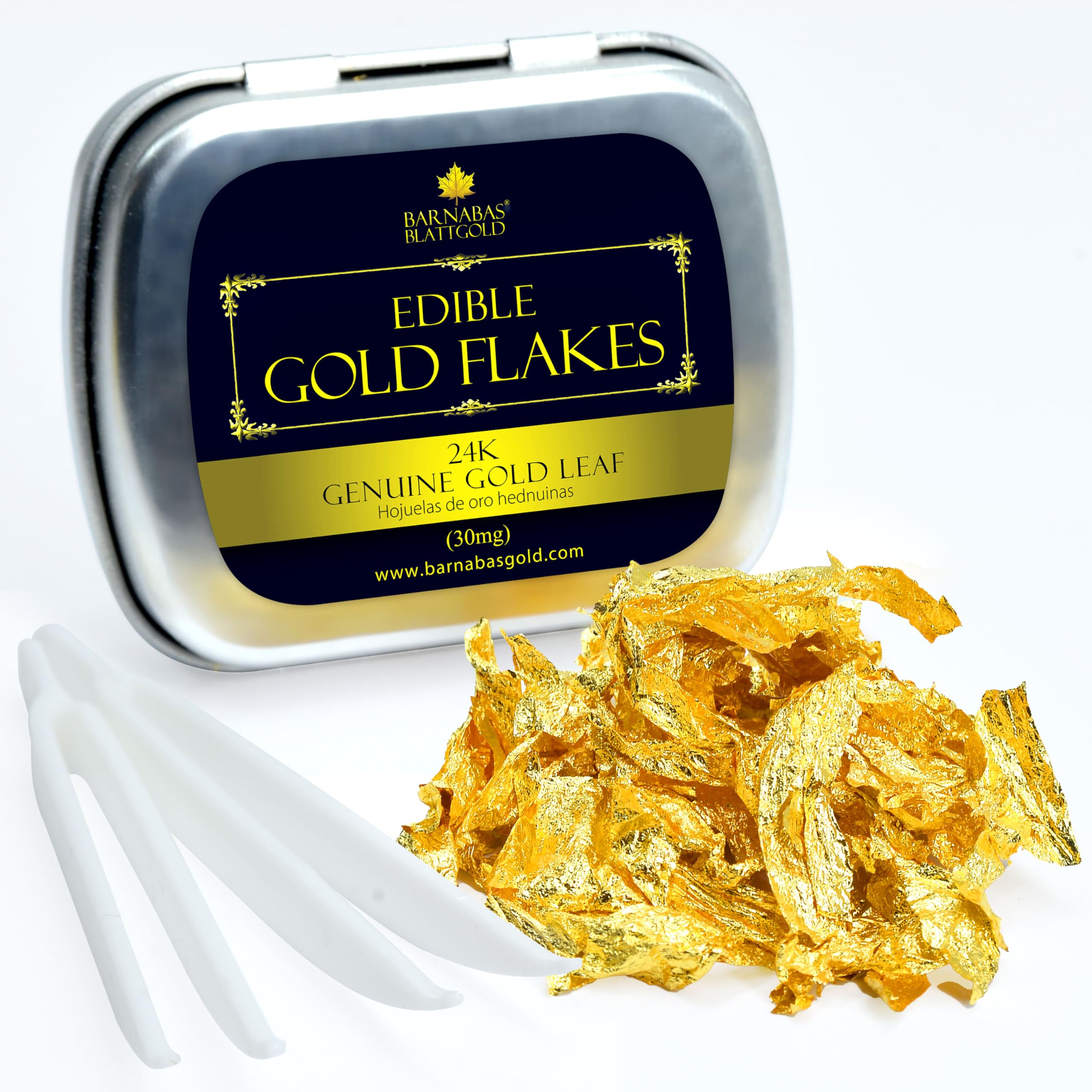 Barnabas Blattgold Genuine Edible Gold Flakes, 30mg/Jar, Edible
