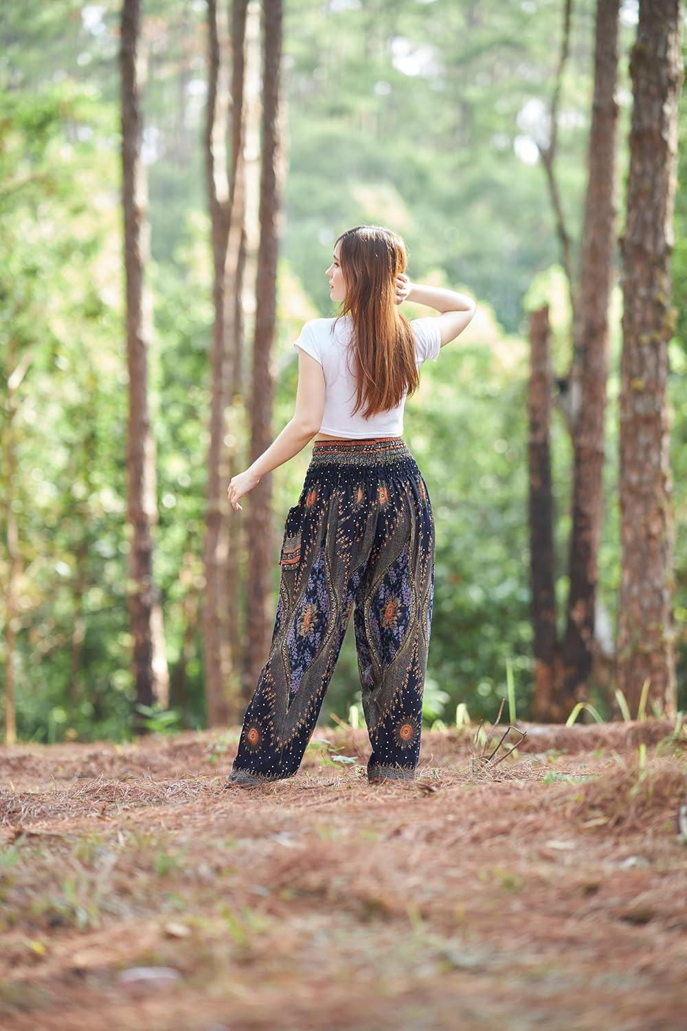 Lannaclothesdesign Women's Smocked Waist Boho Flowy Yoga Harem Pants Hippie Clothes - Image 7