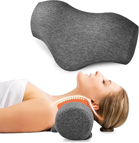 kasney Almohada cervical de cuello para aliviar el dolor de cuello relajante de cuello y hombros dispositivo ergonómico de tracción de cuello de