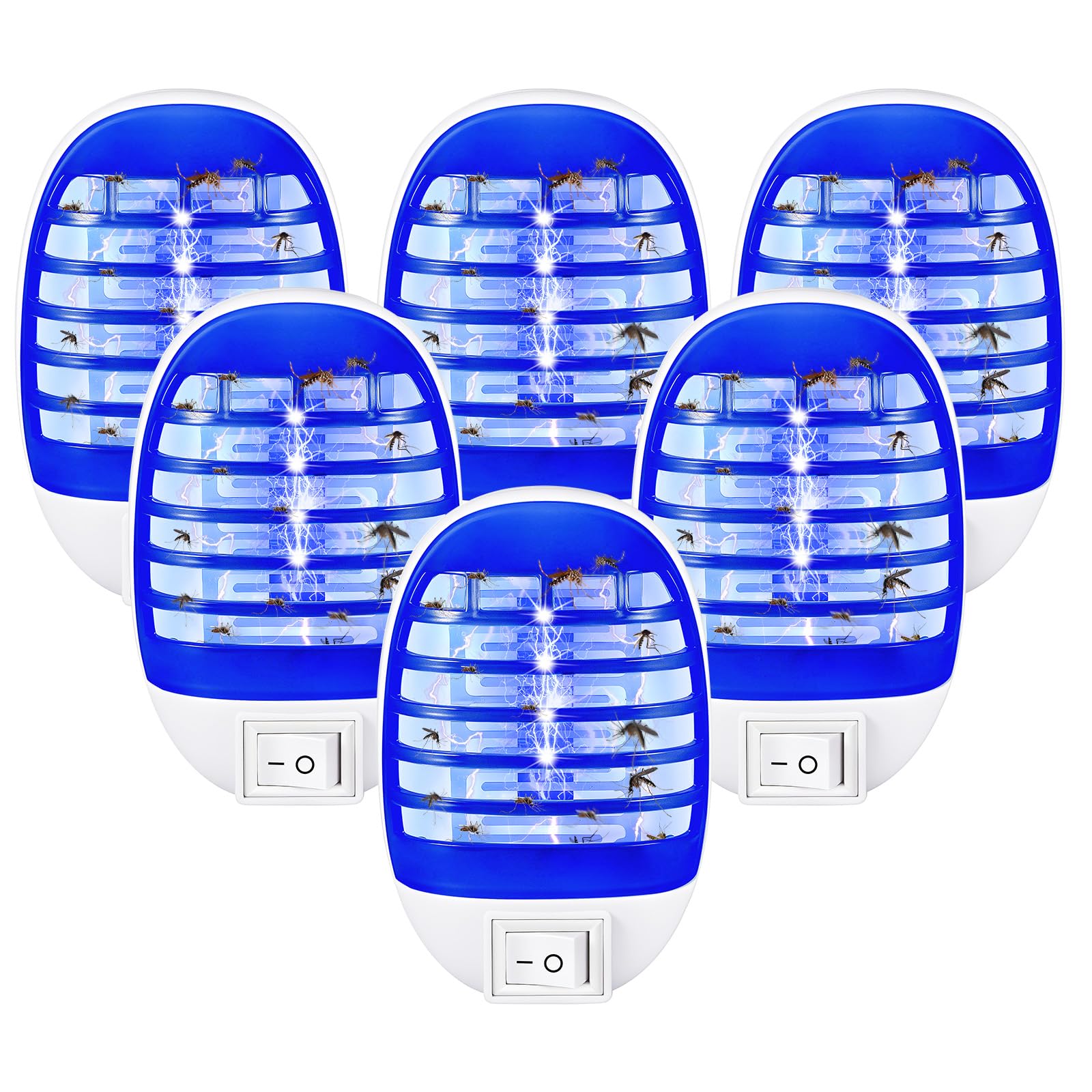 6 Pack Plug in Bug Zapper, Electronic Mosquito Zappers Indoor Bug Zapper Plug in for Flying Insect Automatic Mosquito Trap with Led Light for Patio, Bedroom, Kitchen, Office