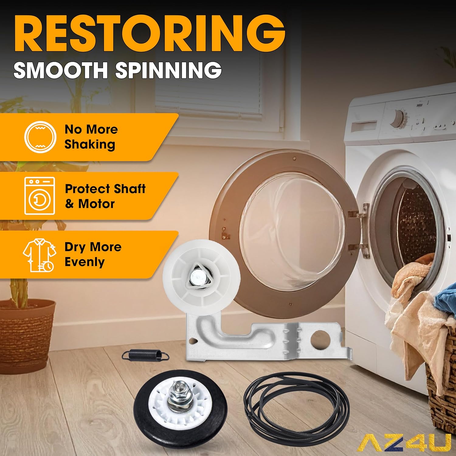 Dryer Repair Kit Replaces For LG Dryer Drum Roller 4581EL2002C 4581EL2002A 4581EL2002H, Drum Belt 4400EL2001A, Idler Pulley 4561EL3002A 4561EL3002B Fits DLEX7177WM DLG3171W DLE2516W DLG3788W DLE3777W
