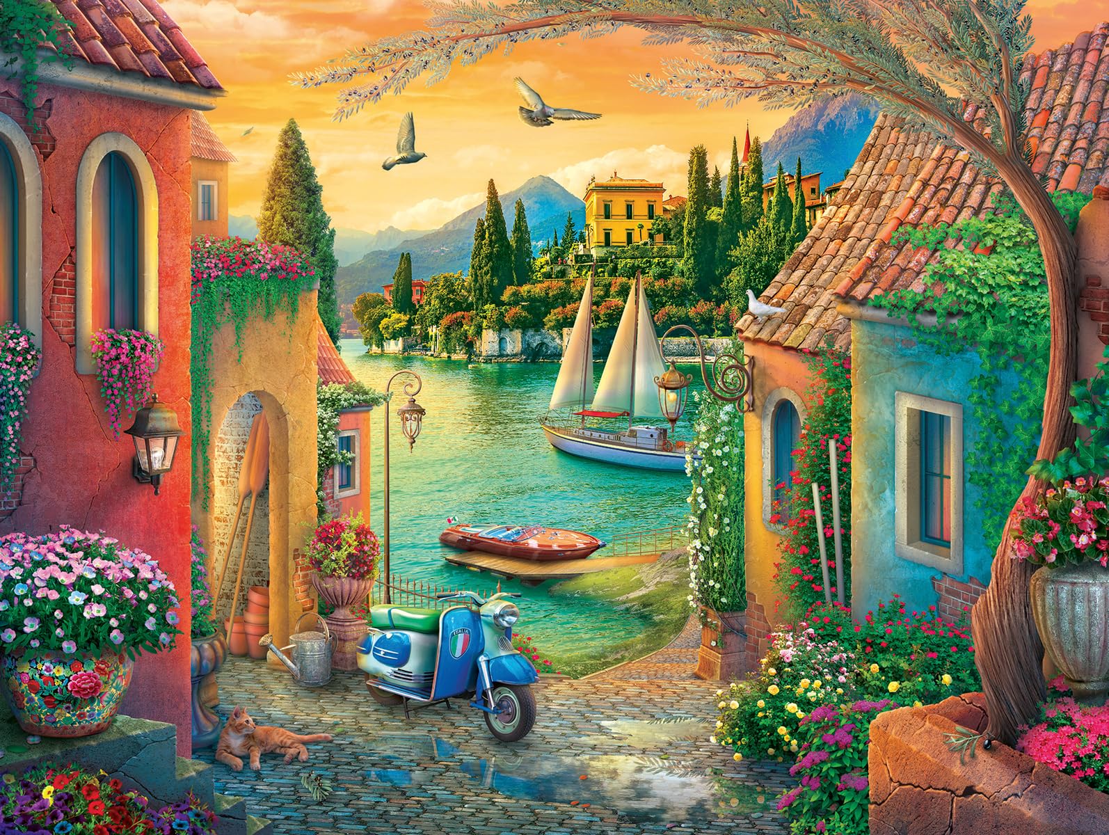 Ravensburger European Villa Views 750 Piece Large Format Puzzle | Iconic Lake Como Scenery by Eduard | Perfect for Leisurely Puzzling