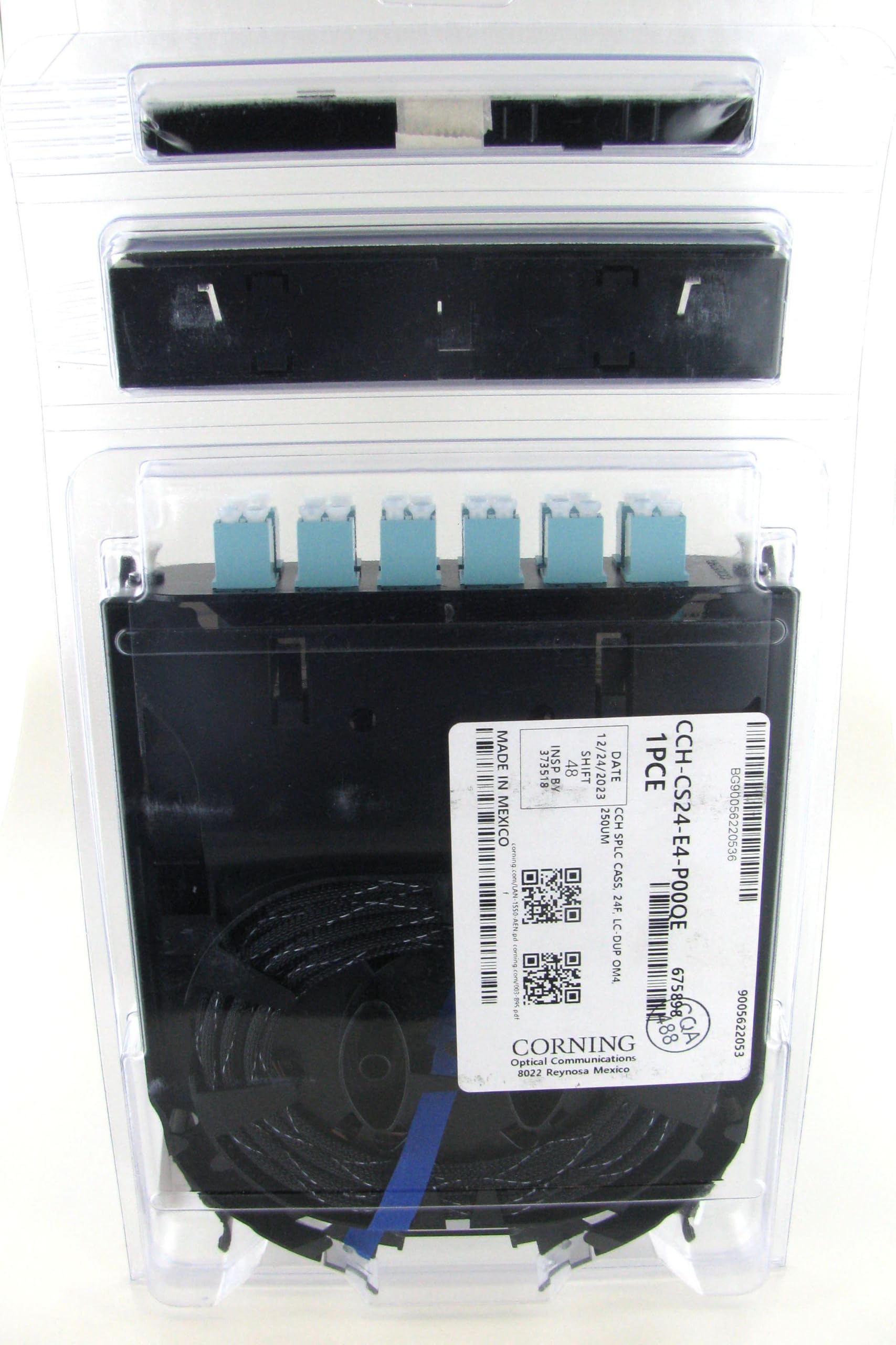 Corning CCH-CS24-E4-P00QE Fiber Optic Splice Cassette, 12 Fiber, LC Duplex Multimode 50um OM4