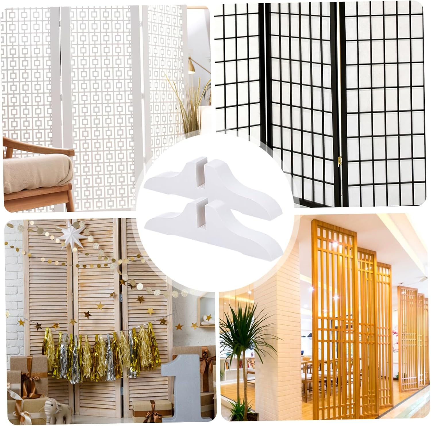 Cabilock 2pcs Folding Room Divider Stand with Stable Support Feet Base for Home and Office Smooth Partition Support Legs