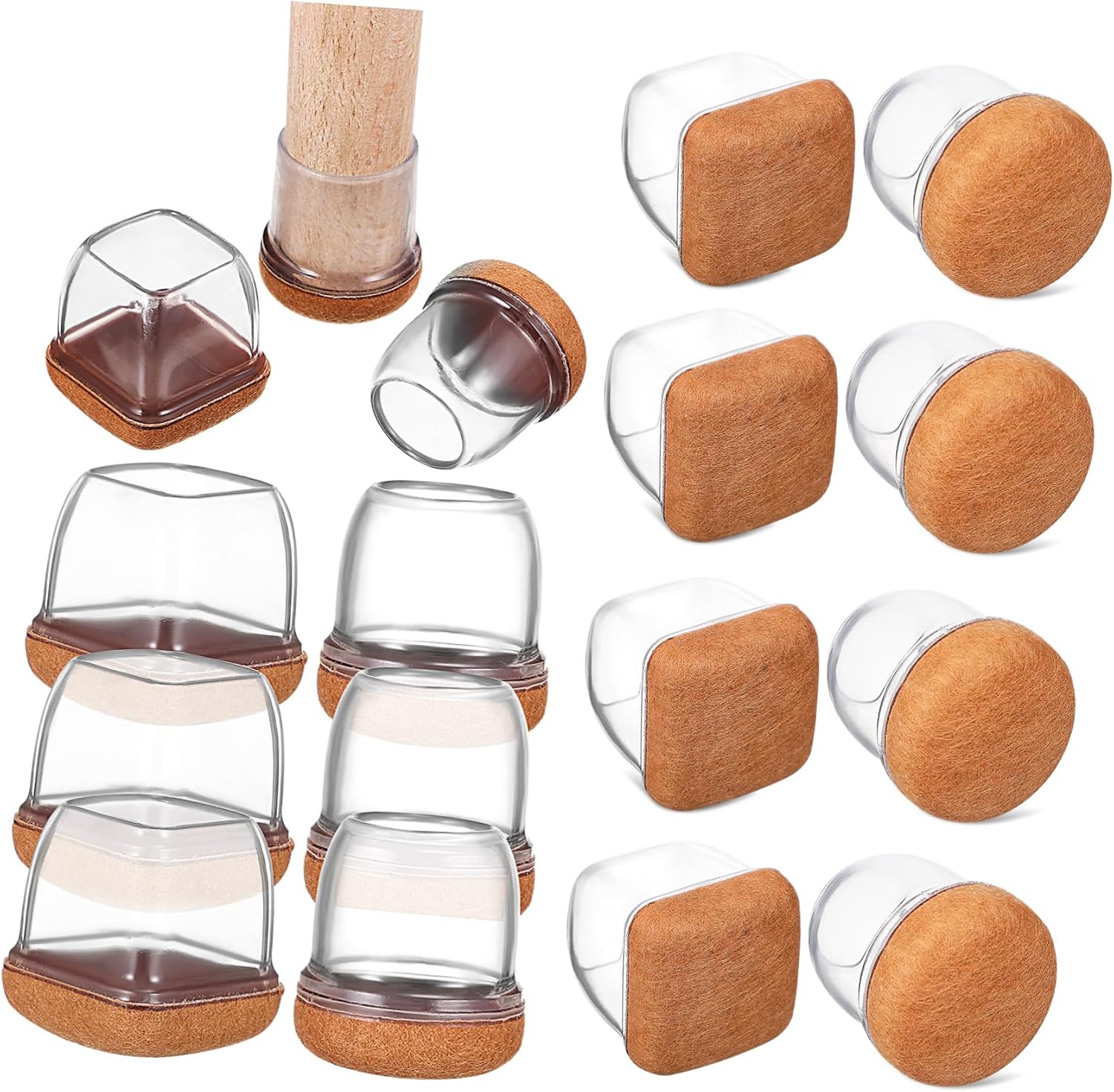 Chair Leg Floor Protectors 16pcs TPE for Hardwood Tile Floors