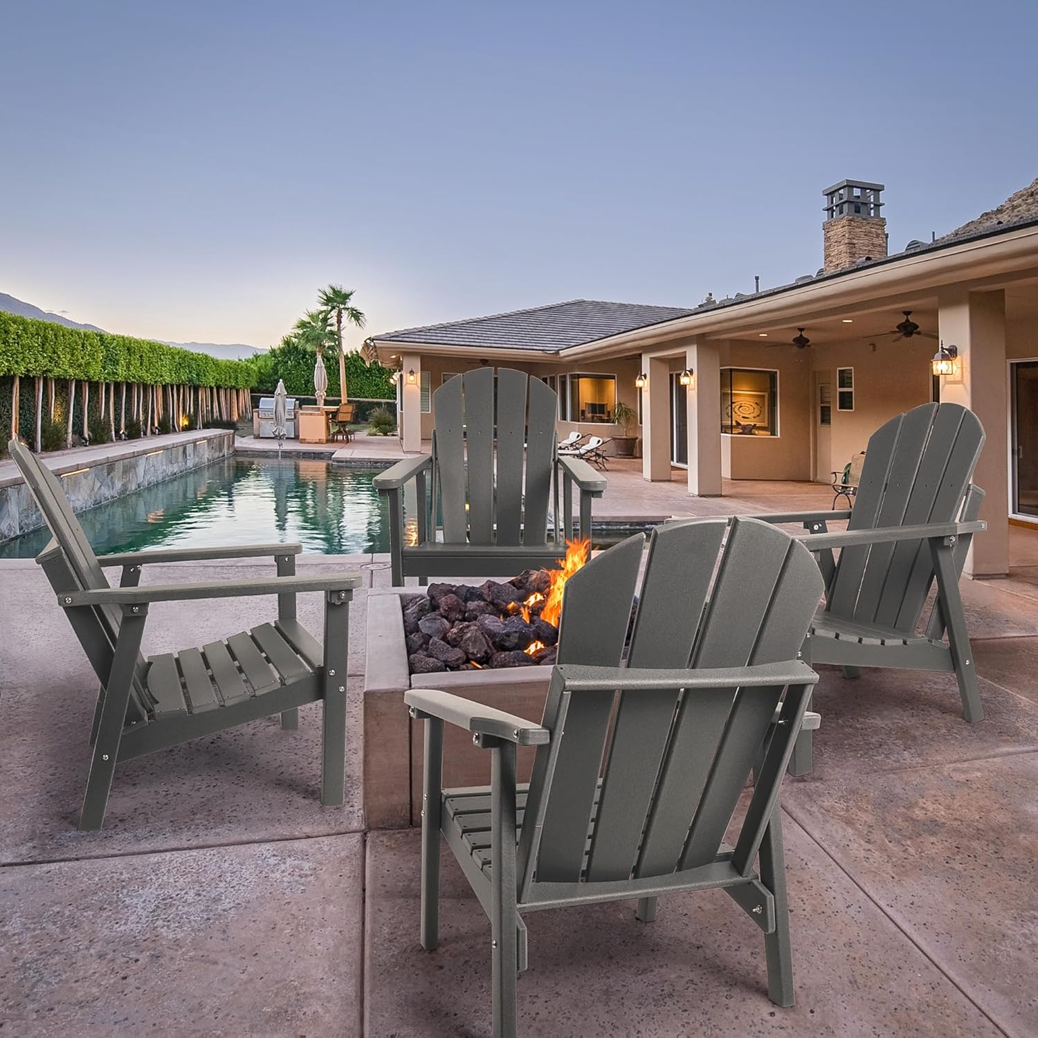 NAVINE Adirondack Chair Set of 2, HDPE All Weather Adirondack Chairs, Fire Pit Chairs, Patio Chairs, Lawn Chairs. Perfect for Porch, Patio, Poolside, Deck.