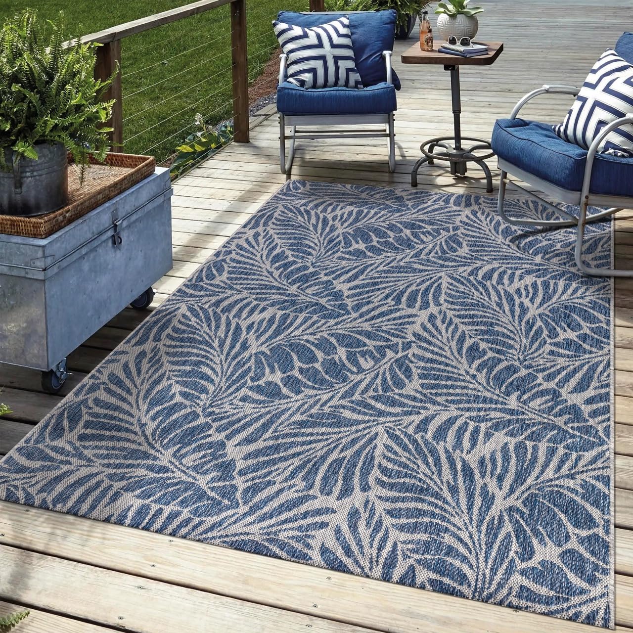 Keen Home Design Terrace Outdoor Area Rug - 9x12 Washable Indoor/Outdoor Rug for Patio, Kitchen, Balcony, Beach, Garden, Deck and Porch, Size: 8'10"