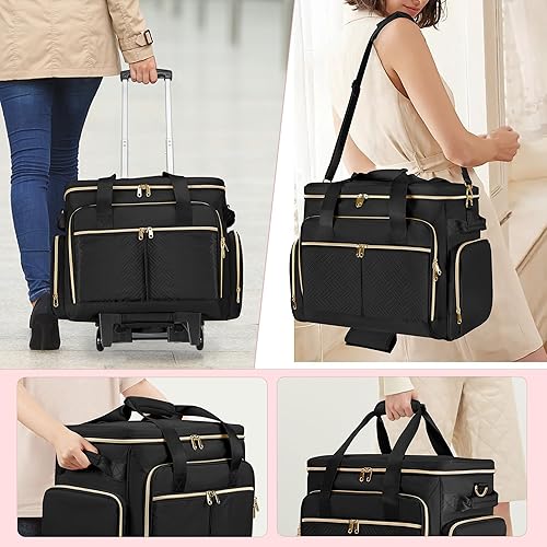 Miniatura 5 de Bolsa con ruedas para profesores con ruedas, bolsa de mano para profesores con carrito desmontable, se adapta a laptop de 15.6 pulgadas (diseño