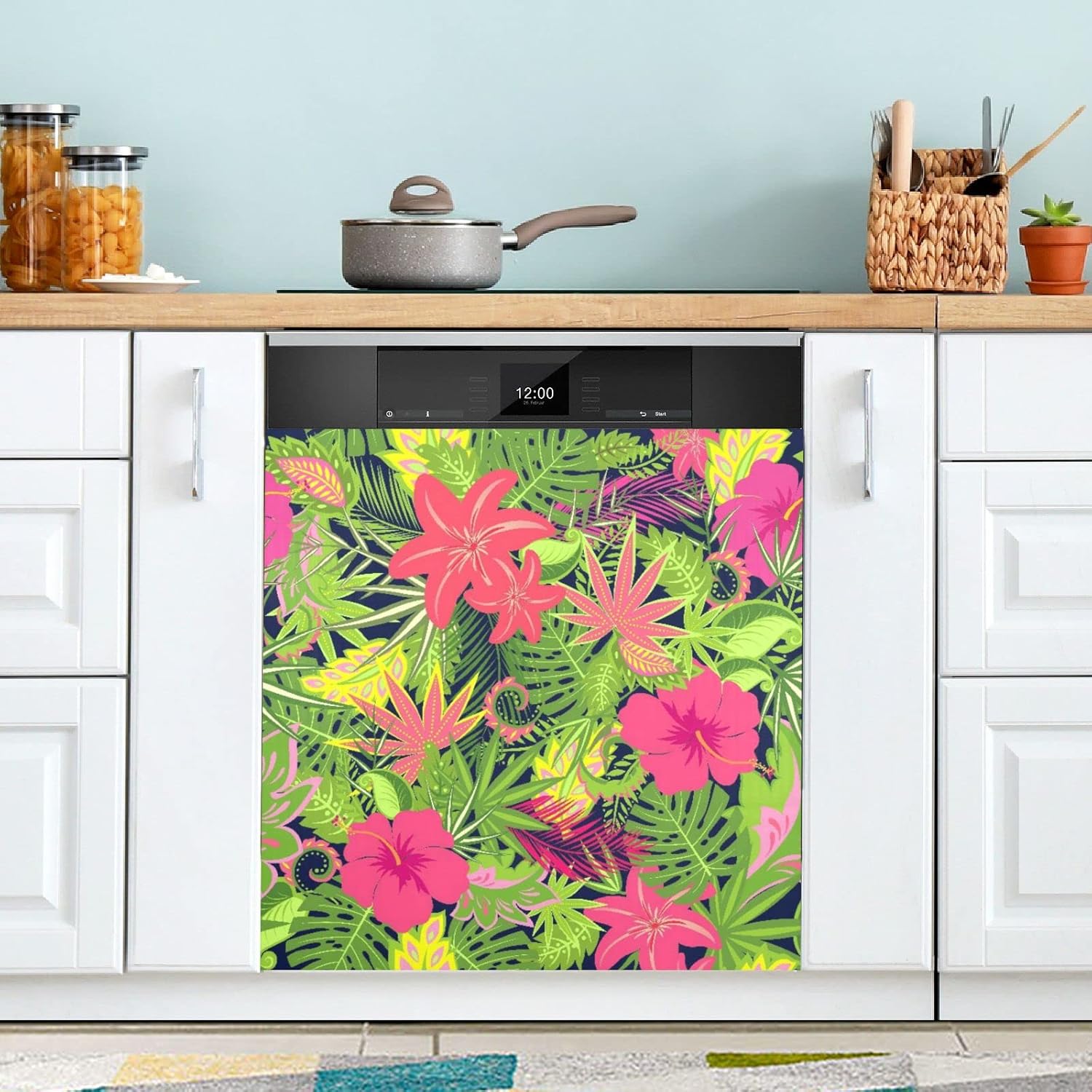 Dishwasher Cover,Beautiful Tropical Leaves and