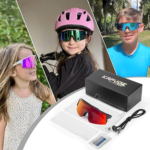Miniatura 6 de KAPVOE Youth Polarized Sports Sunglasses Kids Baseball Softball Cycling Glasses UV400 Protection for Boys Girls Age 6-12