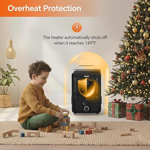 Miniatura 2 de Shinic Calentador Milkhouse de 1500 W, calentador utilitario Milkhouse con termostato ajustable, protección contra sobrecalentamiento y vuelco,