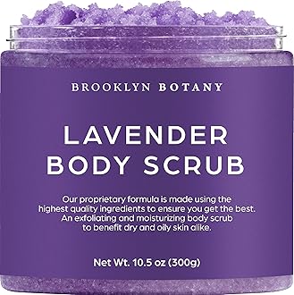 Brooklyn BotanyDead Sea Salt and Lavender Body Scrub - Moisturizing and Exfoliating Body, Face, Hand, Foot Scrub - Fights Fine Lines, Wrinkles - Great Gifts for Women & Men - 10.5 oz