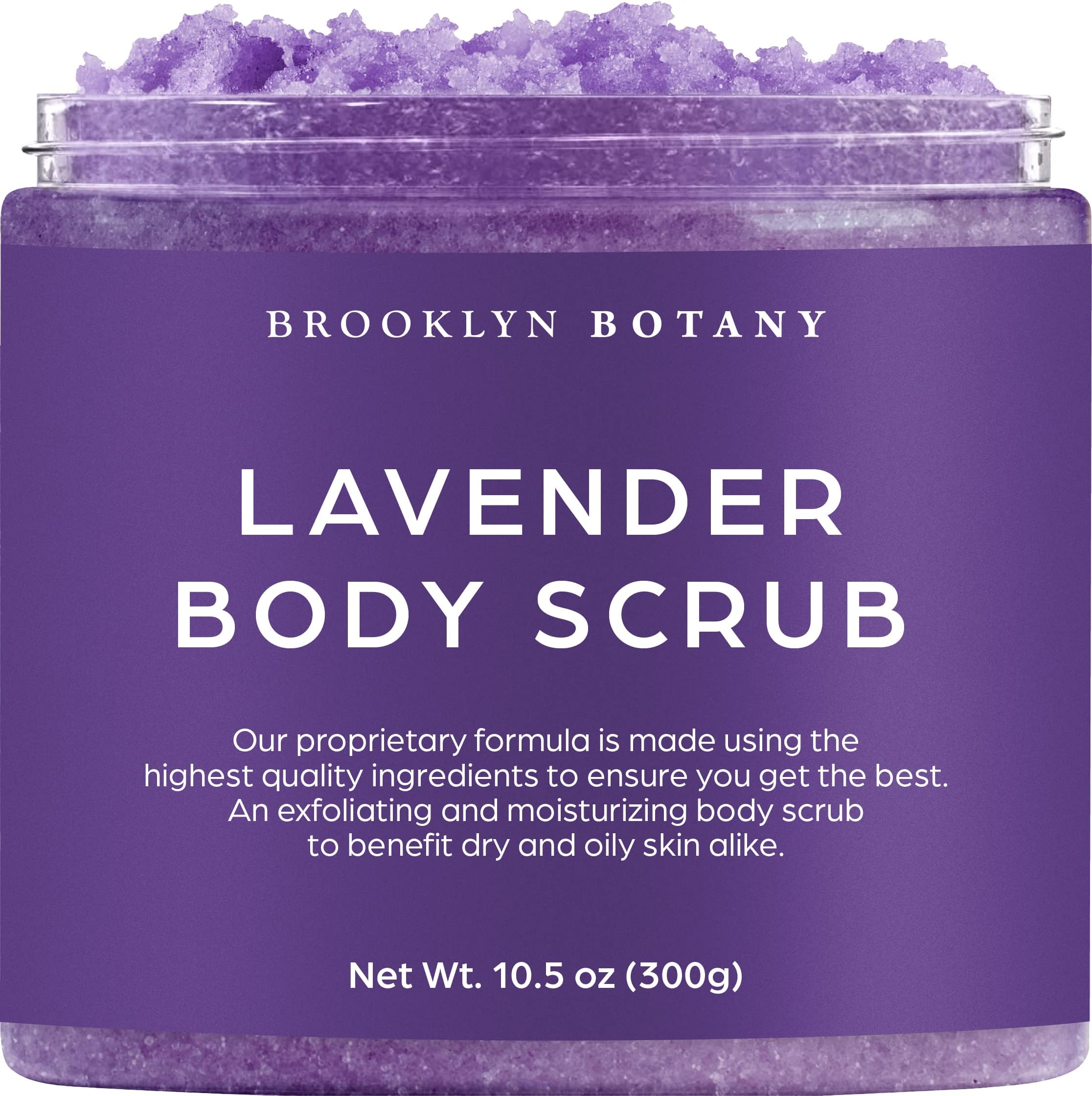 Brooklyn BotanyDead Sea Salt and Lavender Body Scrub - Moisturizing and Exfoliating Body, Face, Hand, Foot Scrub - Fights Fine Lines, Wrinkles - Great Gifts for Women & Men - 10.5 oz