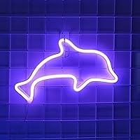 Vista 12 de JYWJ Dolphin Neon Sign,USB or 3-AA Battery Powered Neon Light,LED Table Decoration,Bedroom Wall Decoration,Birthday Gift,Wedding Supplies Business