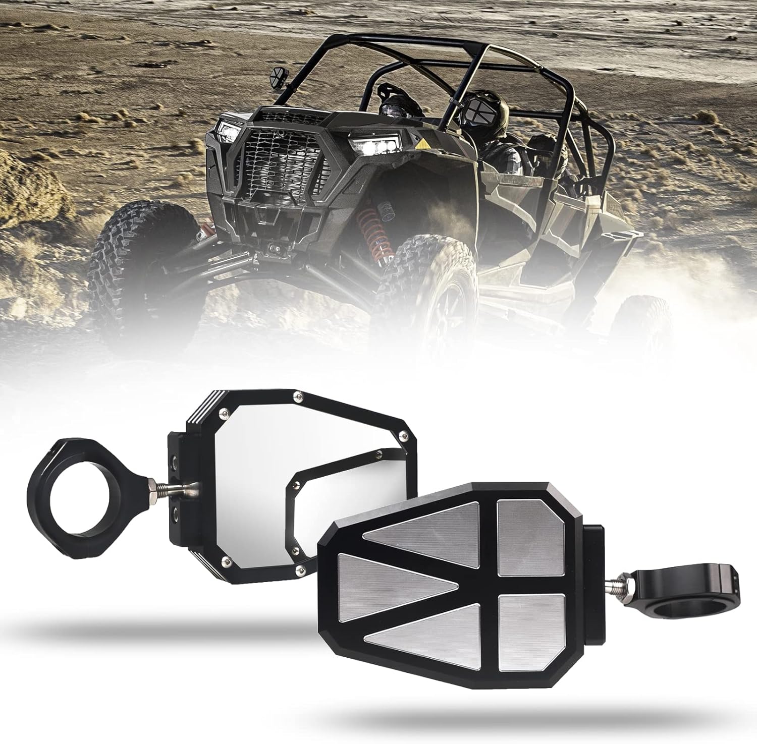 UTV Side Mirrors for 1.75" Roll Bar, RZR Side Rear View Mirrors Compatible with Polaris RZR Ranger, Yamaha Rhino, Pioneer 1000, Articat Wildcat