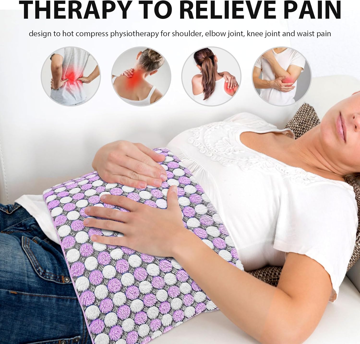 Full Weighted Electric Heating Pad for Back Pain, Cramps, Relief - Auto Shut Off - 2.3lb Heat Pad with Moist & Dry Heat Therapy Options - Hot Heated Pad - (XL 12"x24") - PYQ0Z - Image 6