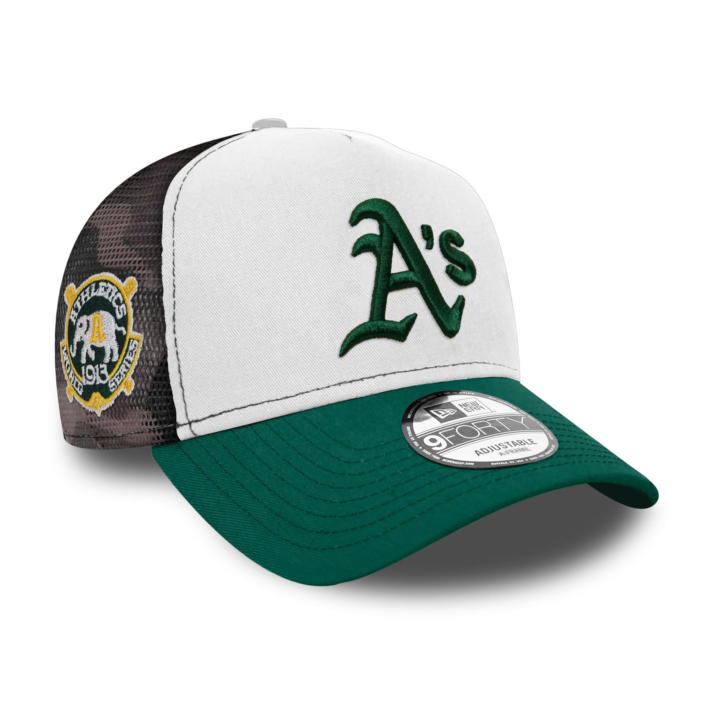 New Era Oakland Athletics Cap MLB Baseball Trucker Cap Green White World Series 1913 Adjustable — image 1
