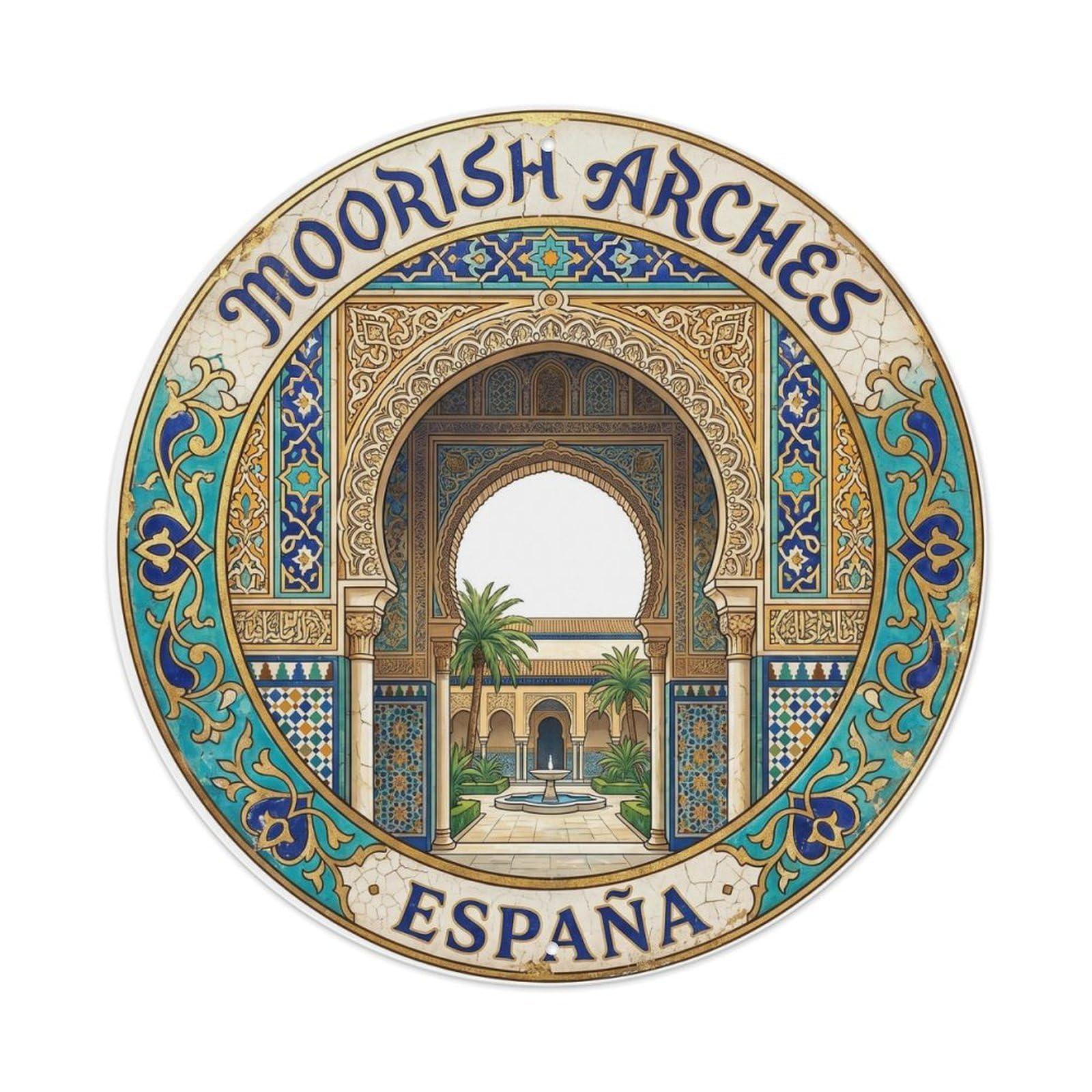 Vintage Travel Moorish Spain Heritage Metal Tin Sign