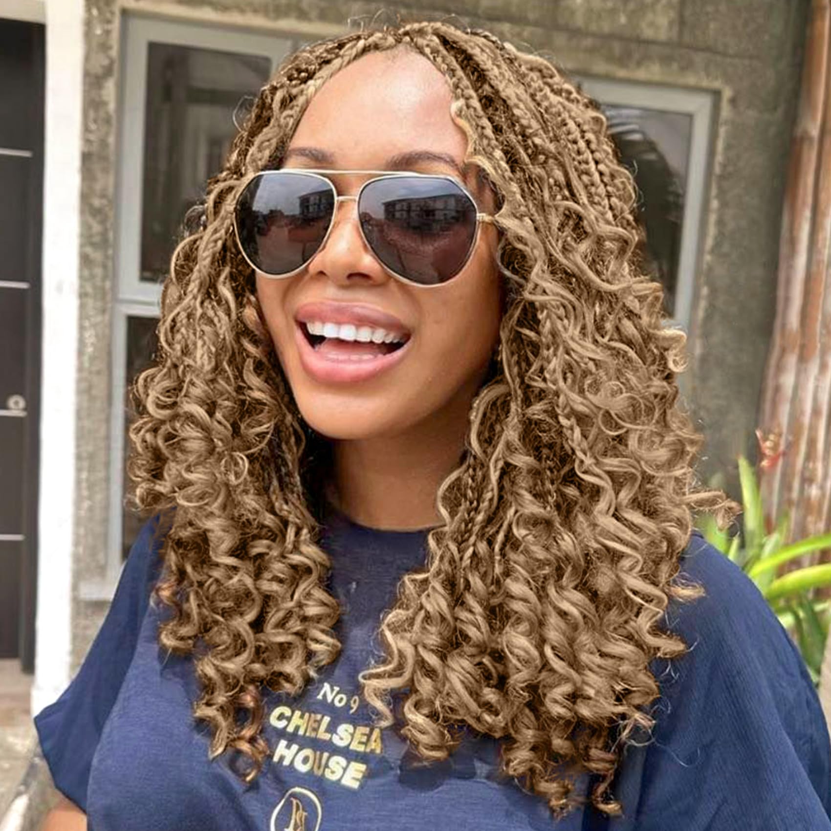 Fulcrum Goddess Box Braids Crochet Hair 12 Inch,9 Packs Crochet Boho Box Braid for Women,Pre-looped Bohemian 3X Braids Hair with Curly Ends(12Inch, 27