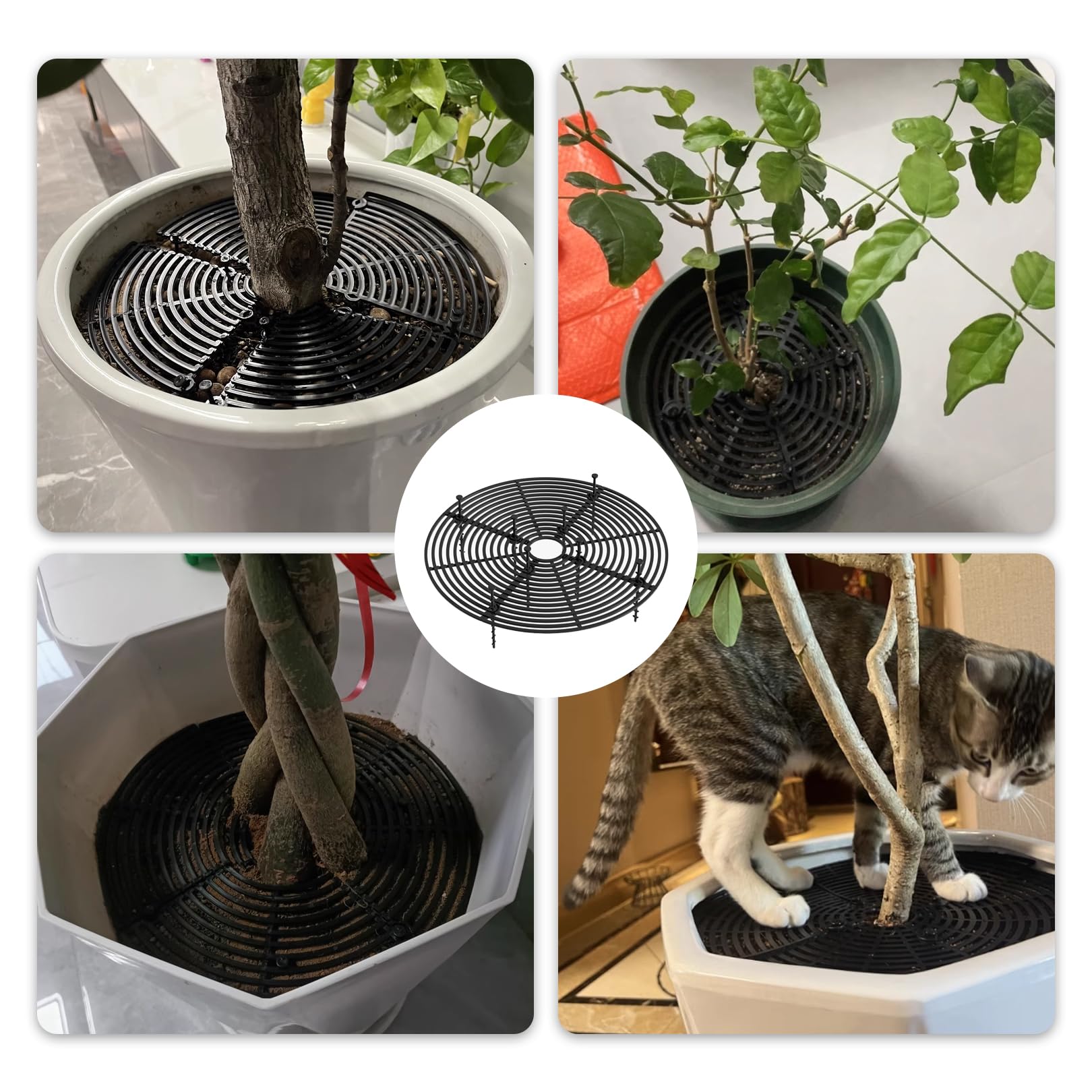 Lot de 2 grilles de protection pour pots de fleurs, chats, protection des pots de fleurs, grille de protection pour pots de fleurs, plantes victimes découpables, pour la protection des enfants et des