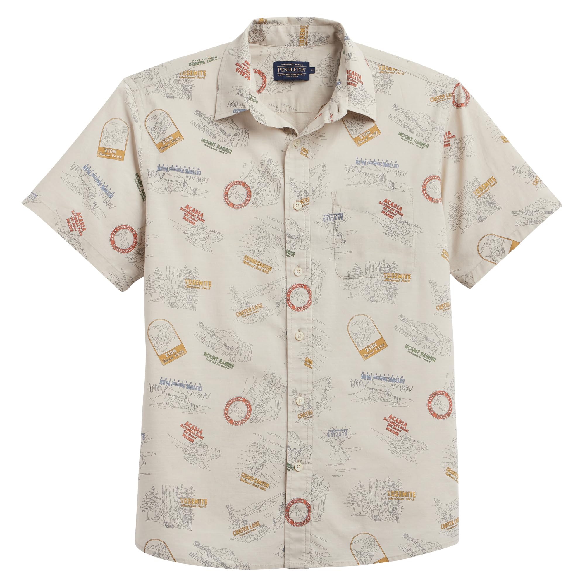 Pendleton Men's Shoreline Cotton Shirt, Ultra-Light Breathable Short Sleeve, Relaxed Fit, Washable Summer Tops
