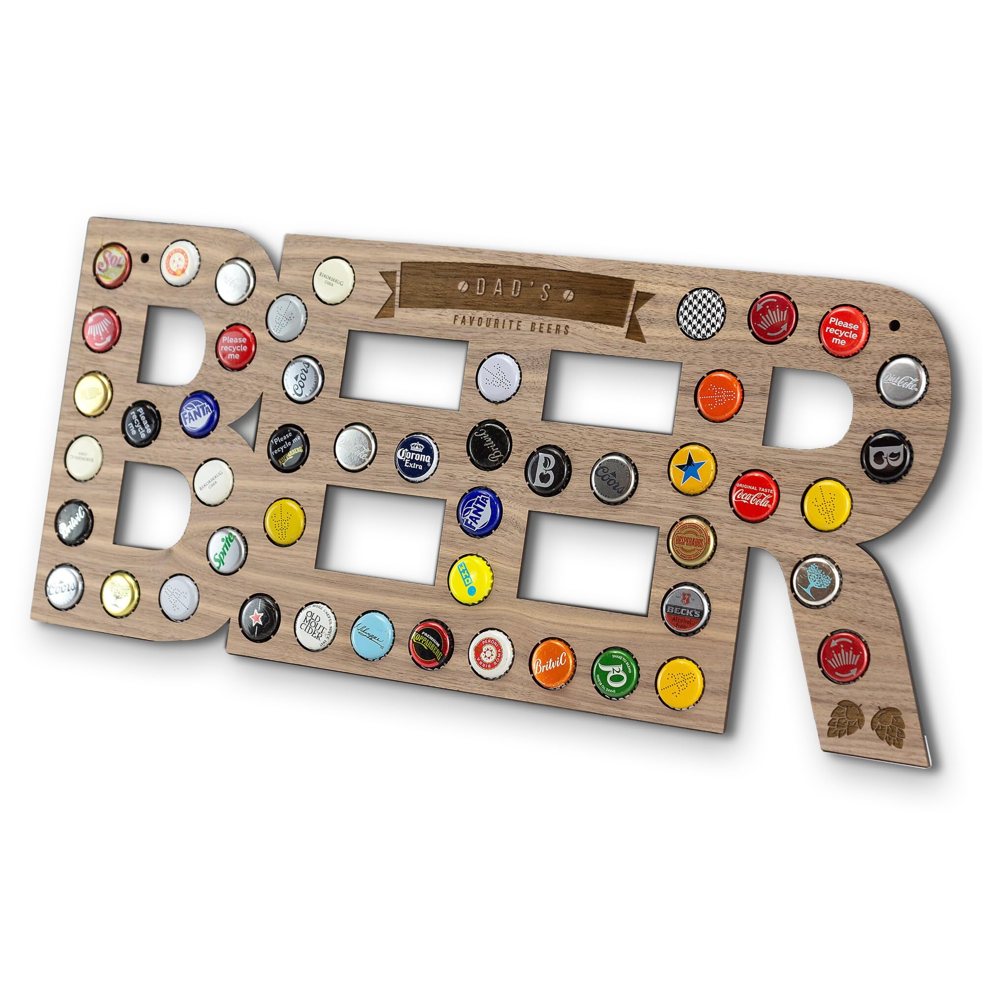 Personalised Wooden Bottle Cap Coaster Gift for him Husband Dad Father Present (600mm)