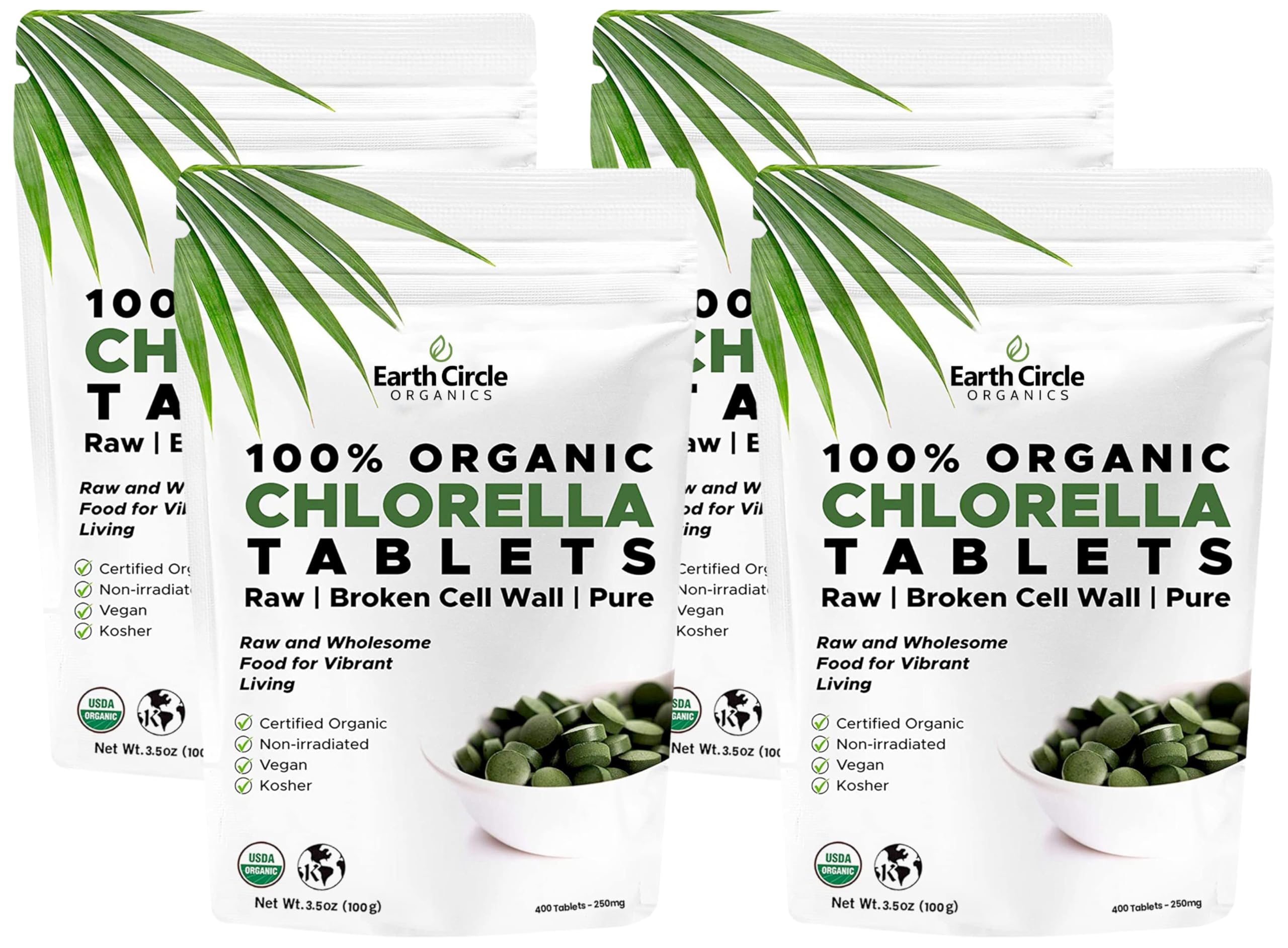 Earth Circle Organics Chlorella Tablets, Og1 (Pack of 4)