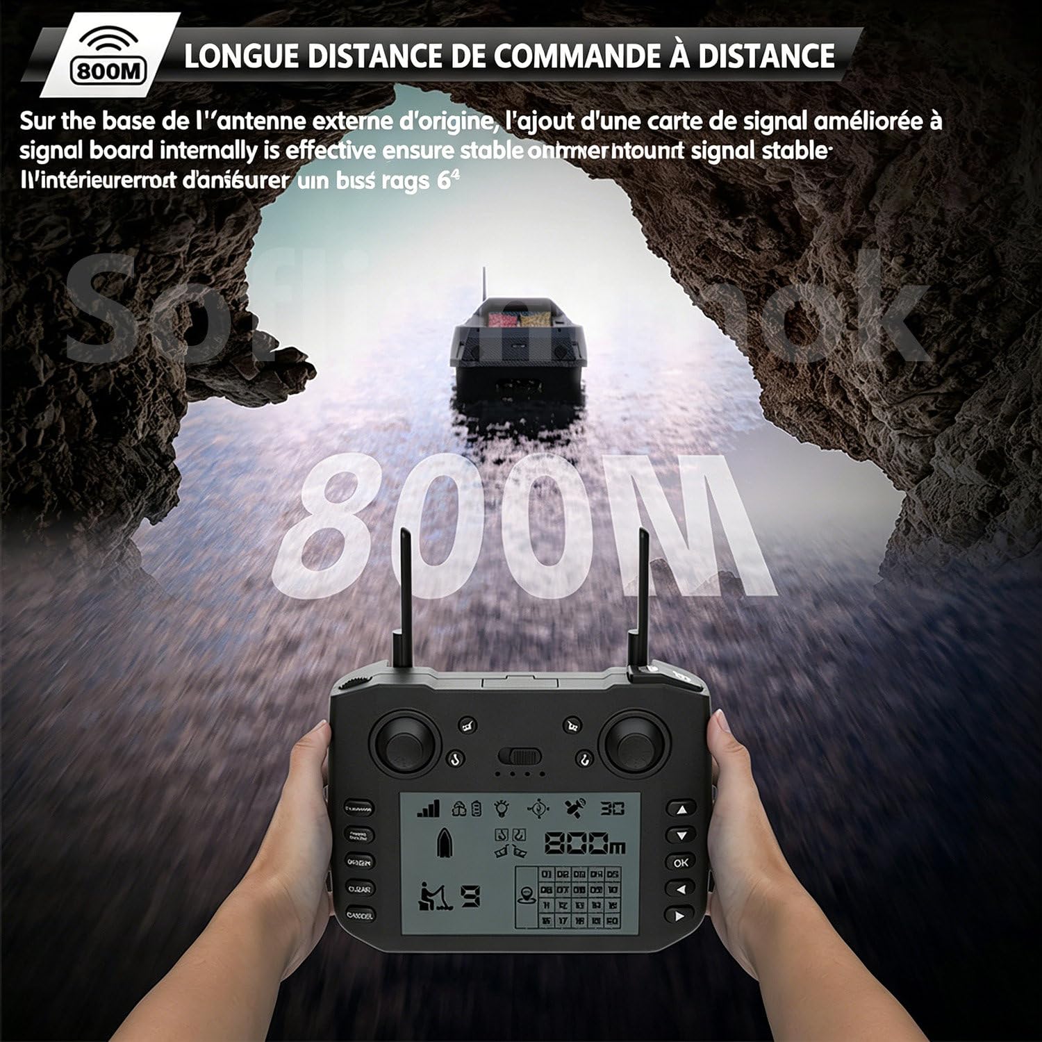 Bateau amorceur GPS echosondeur avec sondeur de pêche + Dual GPS BeiDou, 800 m portée,180 waypoints,largage 3 kg,livraison appâts,pose hameçon,traction filet,kit complet performant pour la pêche