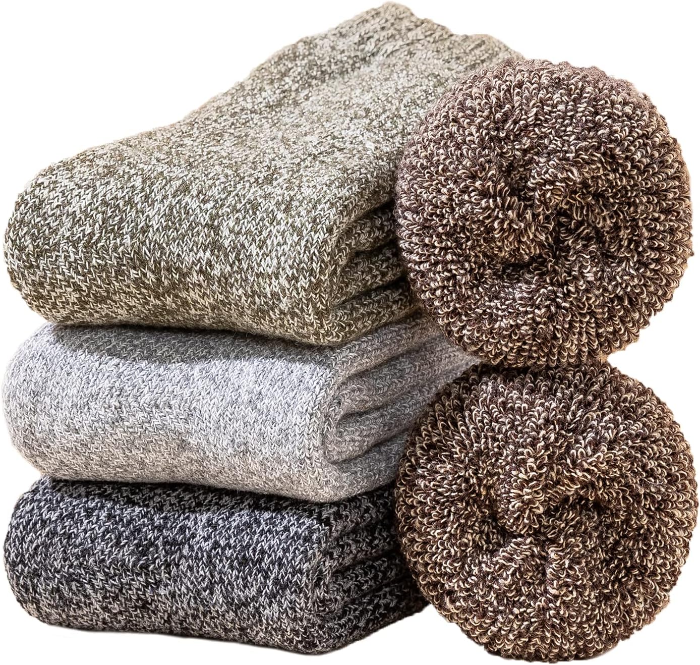3Pack Mens Super Thick Wool Warm Socks - Soft Comfort Casual Crew Winter Socks