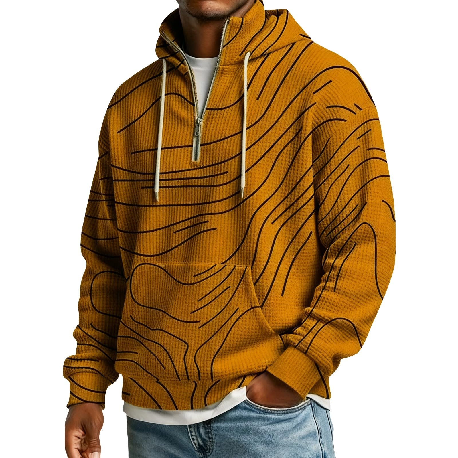 Sudaderas Hombres con Capucha Sudadera De Manga Larga Botones para Hombre, Estilo Casual Otoño E Invierno. Impermeable Hombre (Orange, XXL) Kit Pesca Camisetas Sin Ropa Deportiva