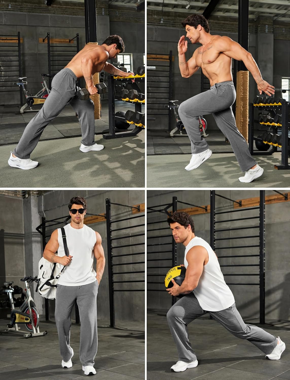 PINSPARK Men's Lightweight Sweatpants Cotton Yoga Pants Baggy Sweat Pants Open Bottom Lounge Jogger Sweatpants with Pockets - Image 6