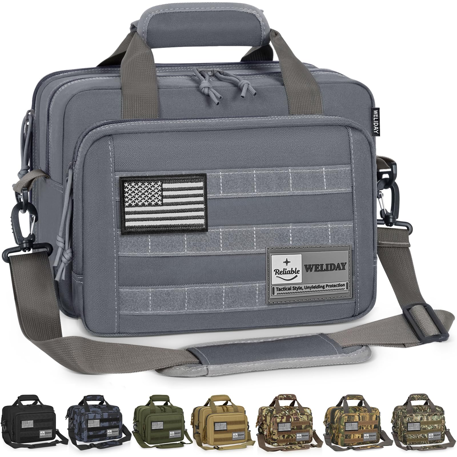 Tactical Gun Range Bag, Pistol Carrying Bag for 2 Handguns and Ammo, Firearm Shooting Case with 6 Magazine Slots and Lockable Zipper for Shooting Range &amp; Outdoor Hunting