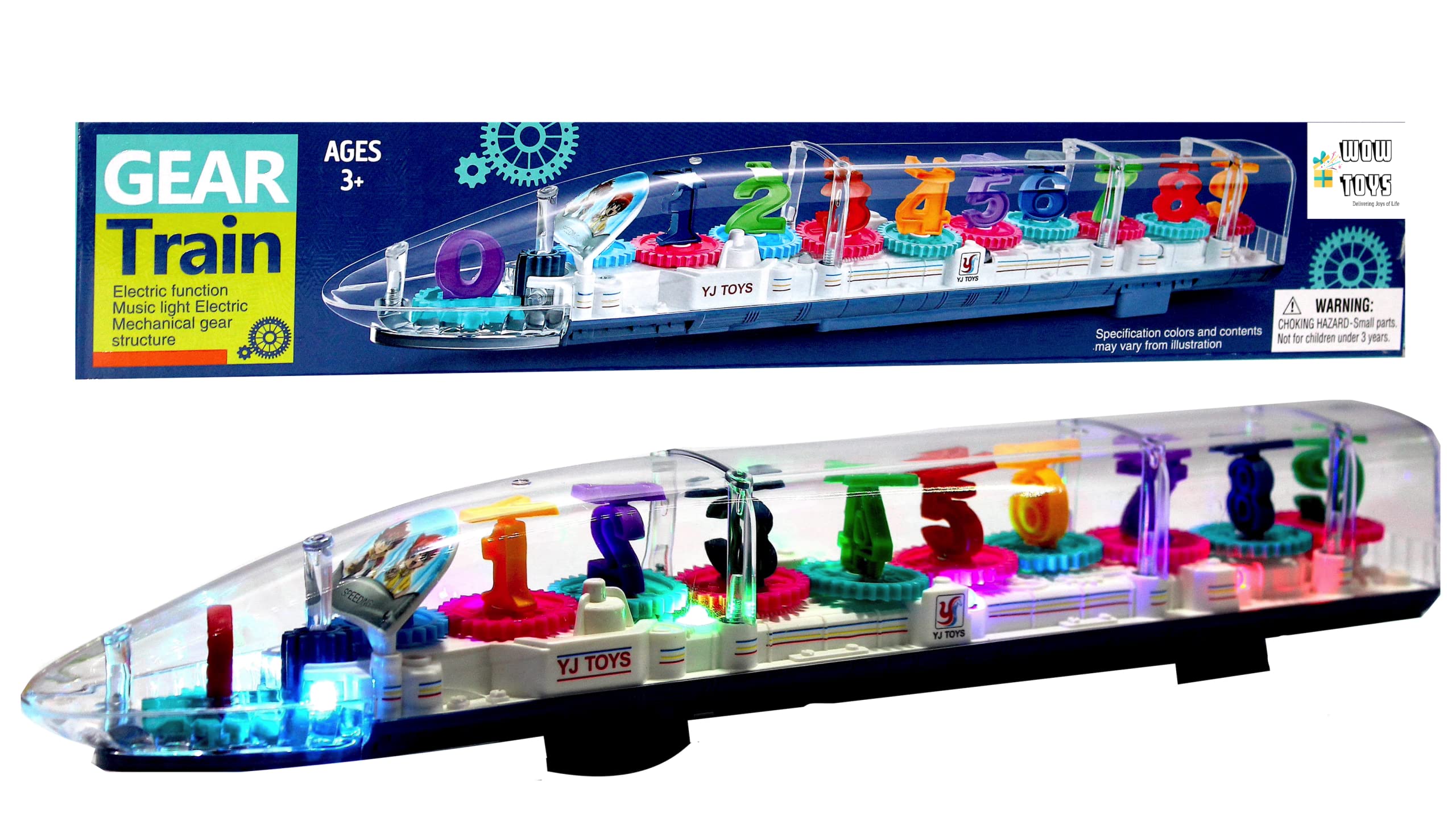 WOW Toys - Delivering Joys of Life Transparent Train||Super Fast Bullet Train for Boys, Kids|| 3D Light & Music|| Pack of 1|| 37 cm