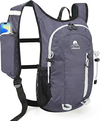 Miniatura 10 de Mochila de senderismo pequeña con soporte frontal para teléfono, mochila plegable con correa de pecho y cintura, Naranja-, Pequeño, Mochilas Daypack