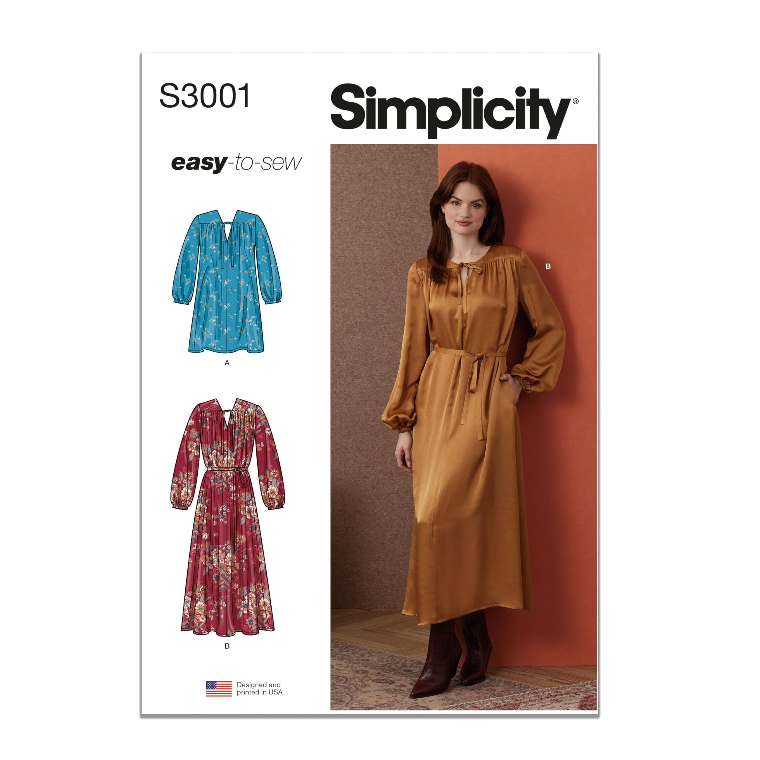 Patron de couture Robes Simplicity SS3001K5 pour femme, tailles 36 à 44 pour création vestimentaire
