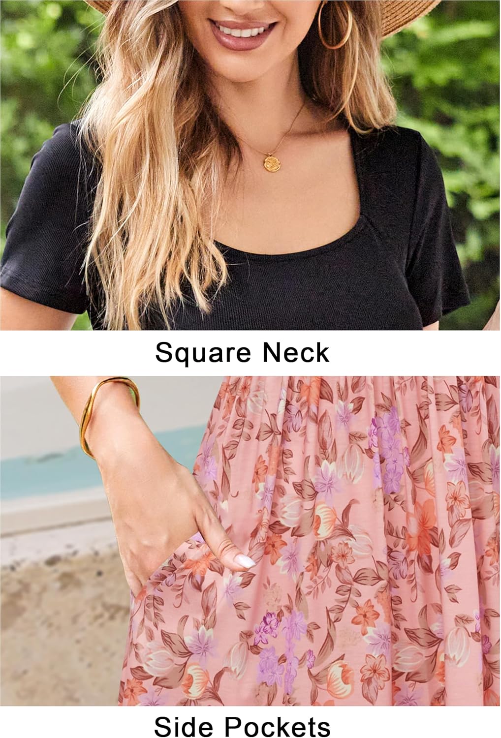 OUGES Womens 2024 Summer Maternity Maxi Dress for Photoshoot Short Sleeve Baby Shower Casual Long Dress with Pockets - Image 6