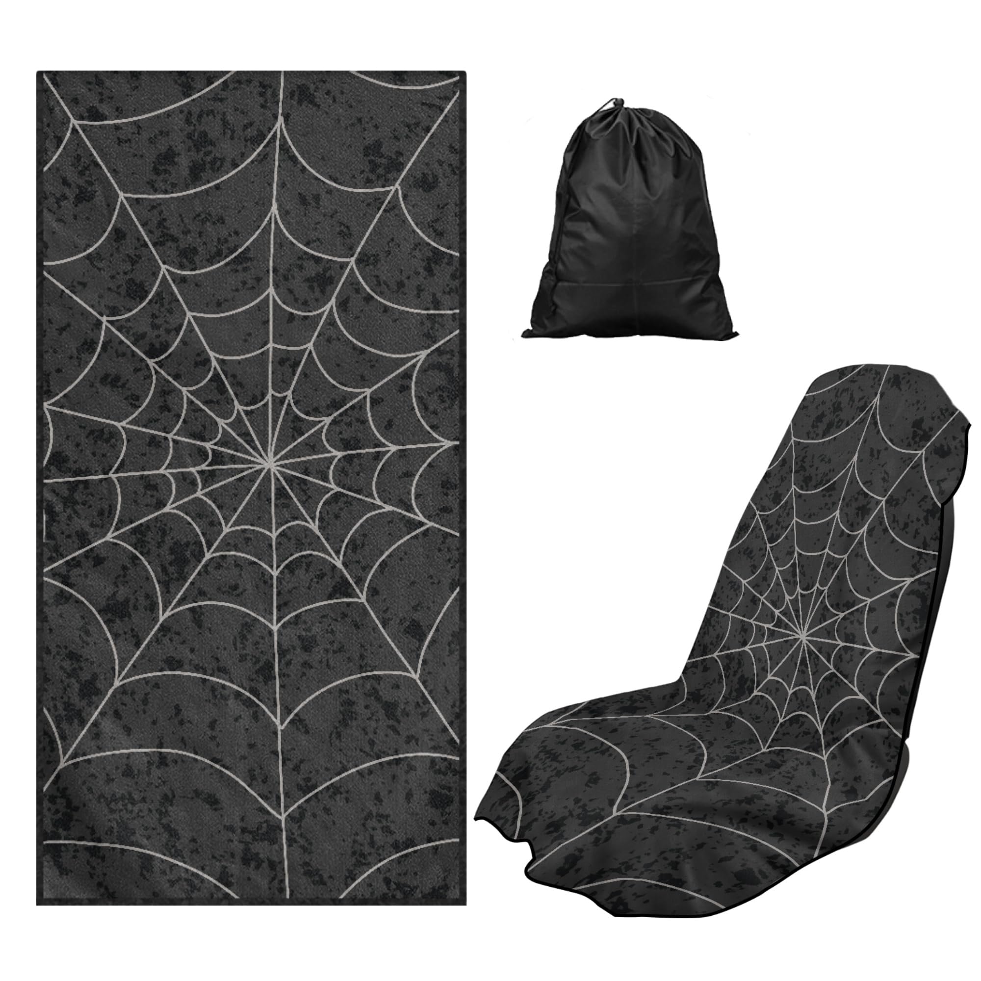 JOAIFO Car Microfiber Towels, Quick-Dry Seat Protector with Storage Bag - Cobweb Automotive Seat Covers for Cars, Trucks, Sedans, SUVs (Beach Towel, Workout Towels, Sports Towel)