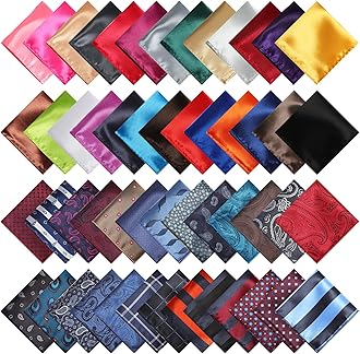 52 Pcs Pocket Squares for Men Soft Silk Handkerchiefs for Suit Accessories Wedding Business Banquet 9.06 x 9.06'', 52 Styles