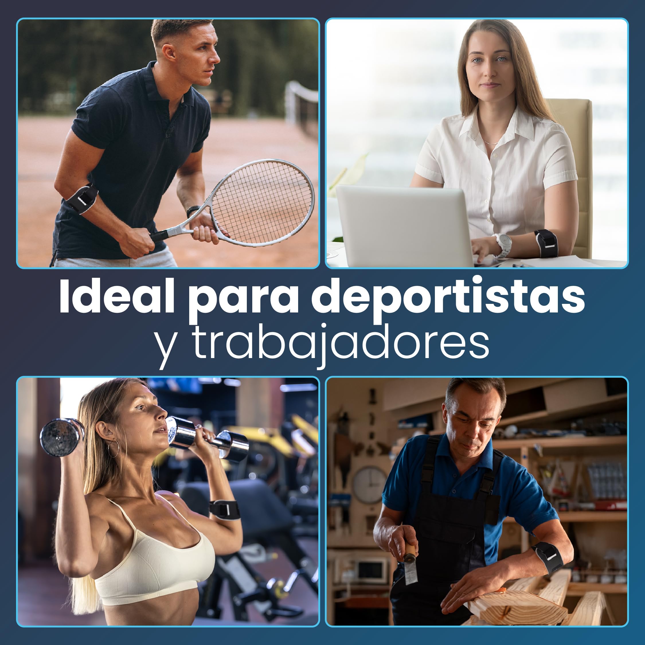 Cincha Epicondilitis Mujer y Hombre - Brazalete Codo de Tenista y Golfista - Codera para Pádel, Gimnasio y Tendinitis - Banda de Compresión Ajustable para Alivio del Dolor y Lesiones (Talla L) - 5