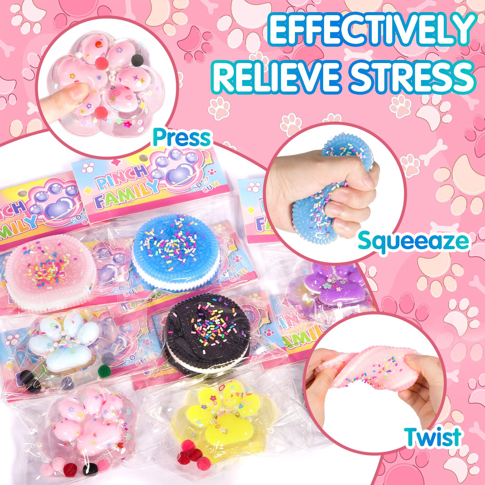 Squishy Zampetta | 2.76x2.56 Pollici Zampetta Squishy Toy | Cat Paw Squishys con Paillettes | Giocattoli da Spremere in Silicone A Formar di Animale Alleviare Lo Stress e Emozioni per Bambini Adulti