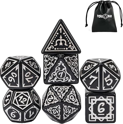 Poludie DND - Juego de dados poliédricos D&D (7 piezas) con bolsa de dados de cuero para juegos de rol de Calabozos y Dragones, juegos de rol disponible en Yaxa Colombia