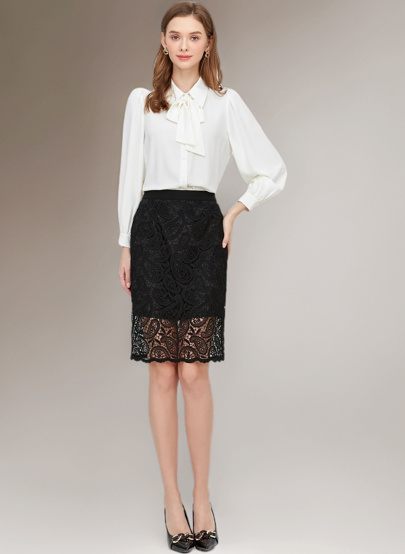 Amazon.co.jp: [VOZZA] レース タイトスカート レディース 膝上丈 花柄