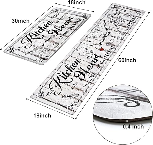 Miniatura 4 de Farmhouse - Juego de 2 tapetes de cocina de espuma viscoelástica impermeables, juego de alfombras y tapetes de cocina personalizados para oficina en