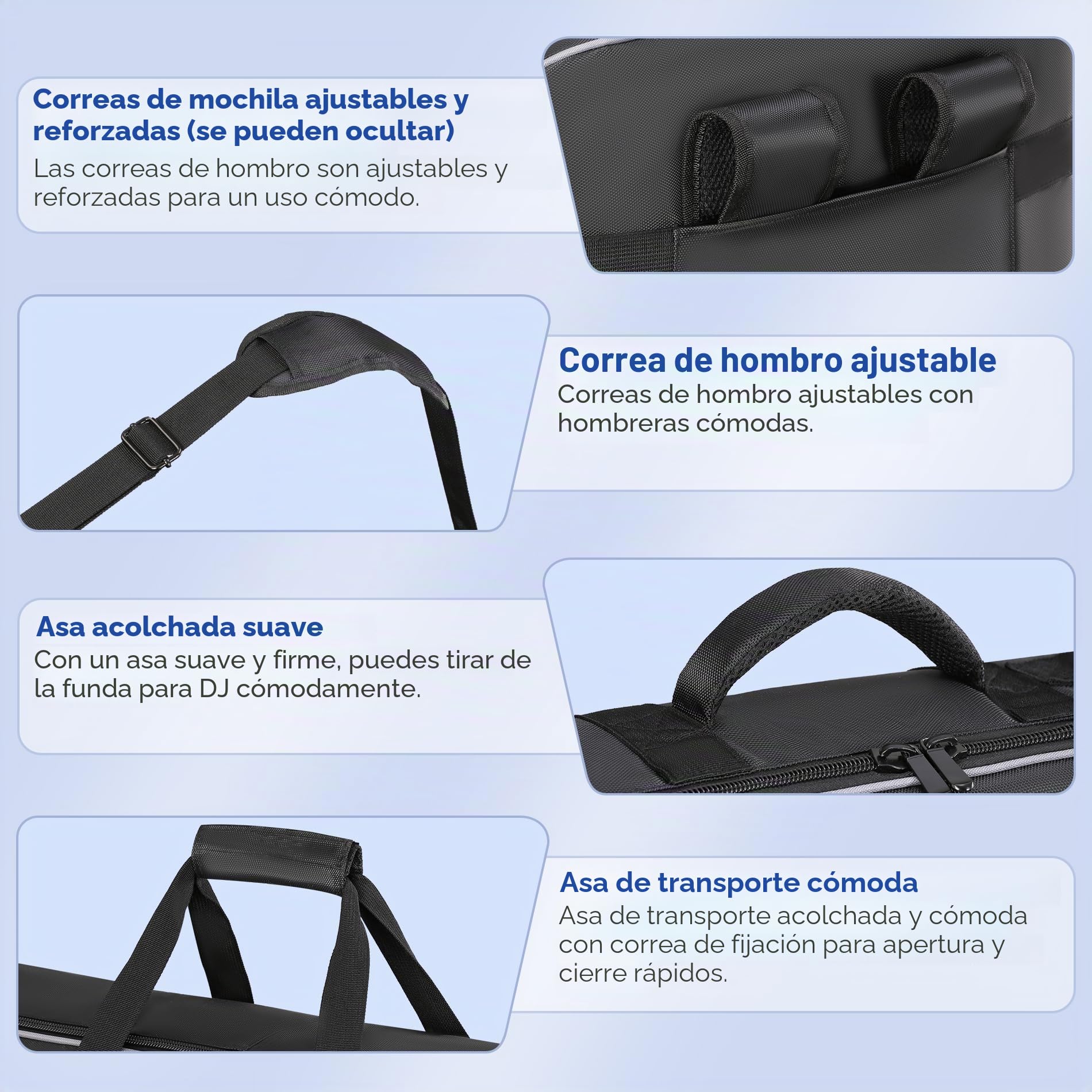 Bolsa para controlador de DJ compatible con DDJ FLX10 / 1000 / REV7 / REV5 / SC LIVE 4, funda blanda para DJ con múltiples bolsillos para controlador de DJ y accesorios (mediano)