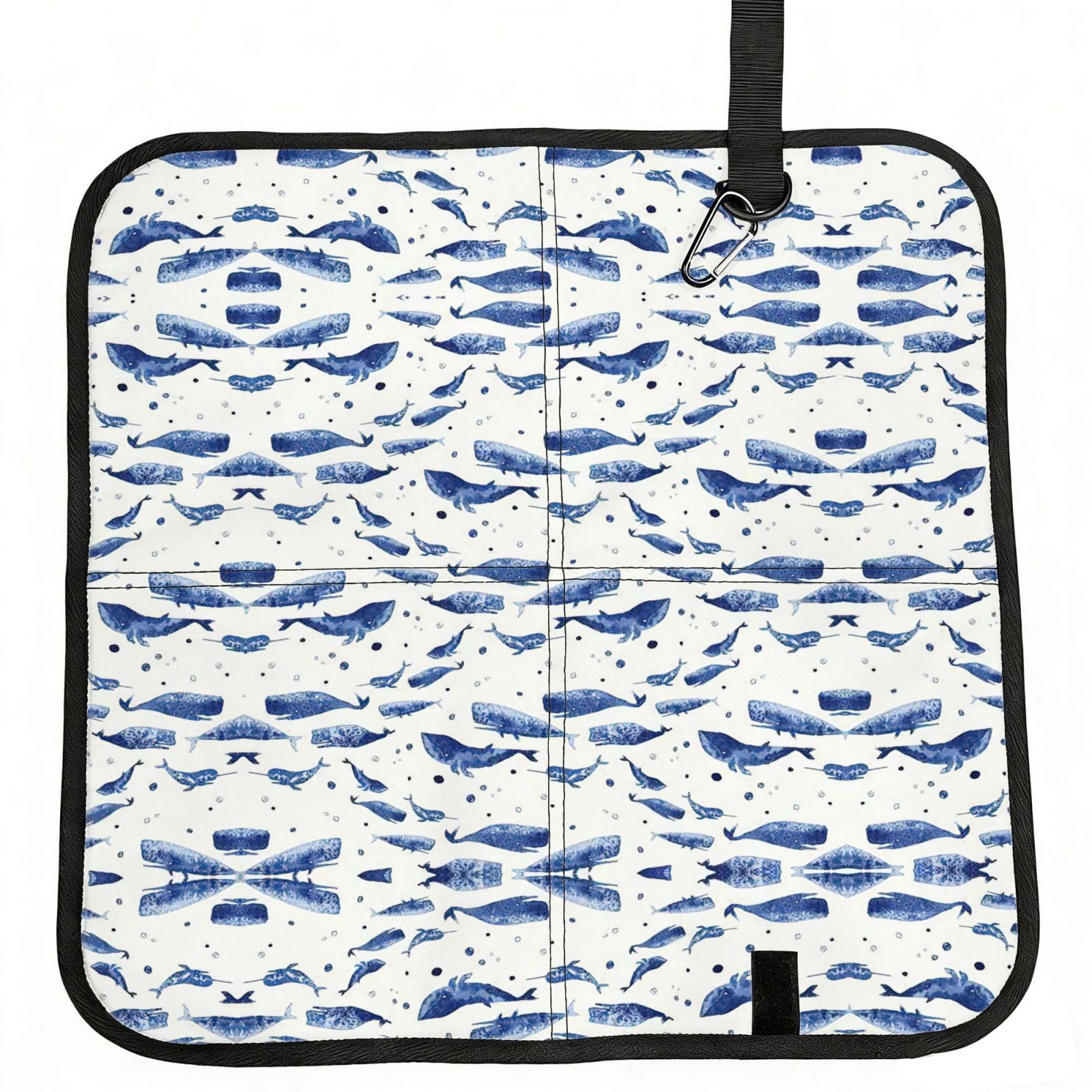 UVBDF Small Blue Whale Swimming Print Outdoor Sitting Cushion Folding Seat Pad Compact Portable Picnic Bench Cushion Mat