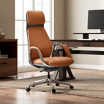 EUREKA ERGONOMIC Serene Nappa Leather Office Chair, Brown