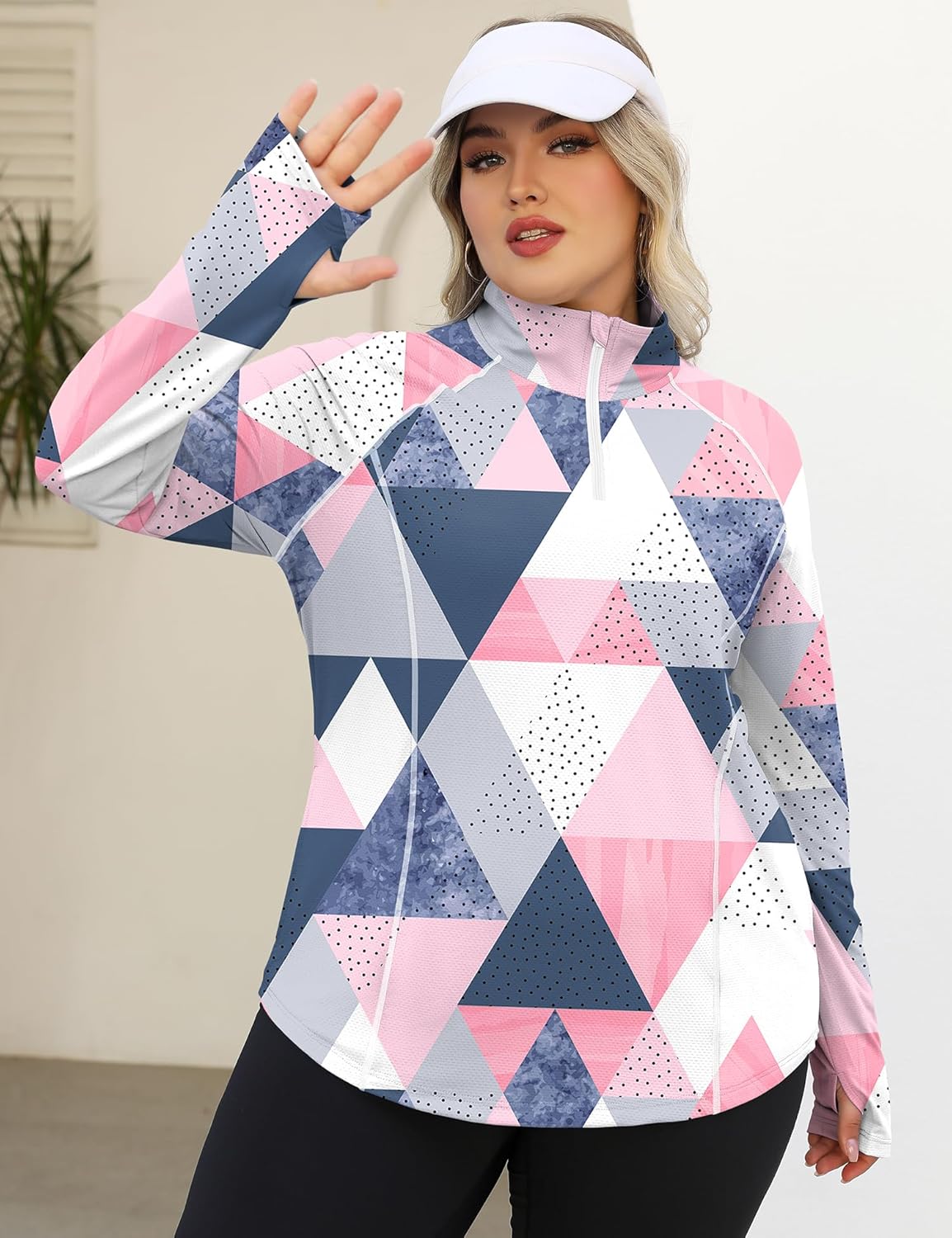 LOMON Womens Plus Size Workout Tops Long Sleeve 1/4 Zip UV Sun Protection Quick Dry Hiking Athletic Shirts Rash Guard UPF 50+